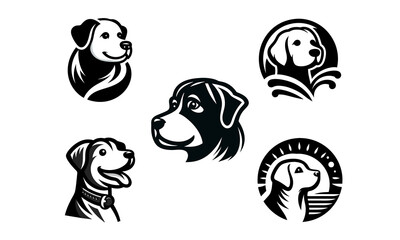 Set of Dog Head Logo Design Icon Symbol Vector Illustration.