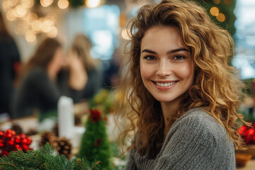 Obraz premium Business woman celebrating christmas new year day created with ai generative