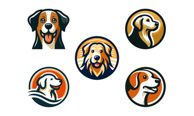 Obraz premium Set of Dog Head Logo Design Icon Symbol Vector Illustration.