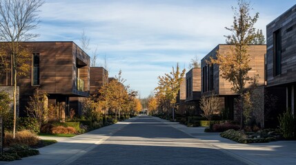 Tranquil Suburban Neighborhood with Identical Modern Houses