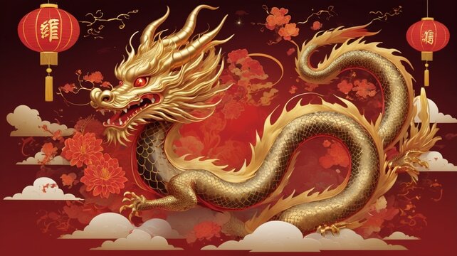 an illustration representing the Year of the Dragon for Chinese New Year