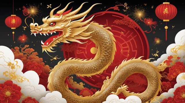an illustration representing the Year of the Dragon for Chinese New Year