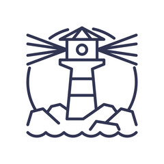 Lighthouse on rocks symbolizes guidance and clarity in vision and direction.