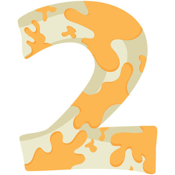 number 2 design for the new year with an animal design, namely a white python with yellow spots, vector