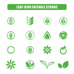 Leaf icon editable stroke vector