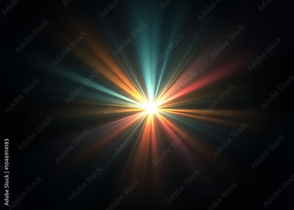 Aufkleber Beautiful rays of light on a dark background create an abstractly stunning visual effect.