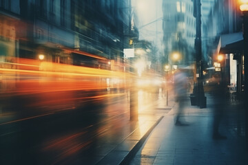 Abstract City Street at Night with Motion Blur and Light Trails