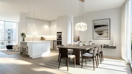 Modern Minimalist Dining Room in Bright Interior