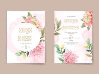 hand painted chrysanthemum wedding invitation card template