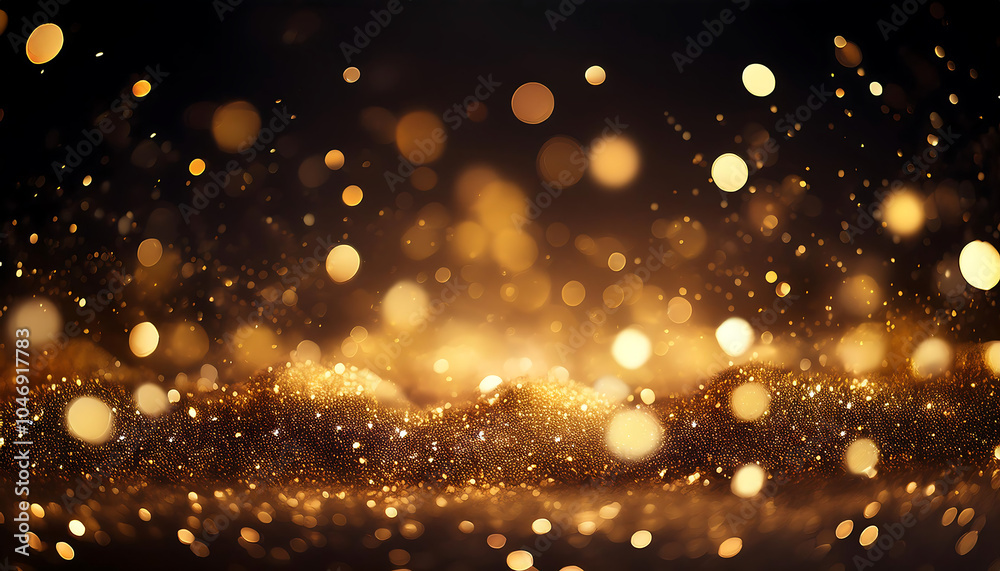 Aufkleber Abstract festive textures with golden bokeh particles on a dark background have a beautiful_1(131)