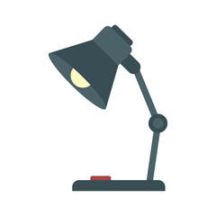 Desk lamp icon in flat style. Spotlight vector illustration on isolated background. Light bulb sign business concept.