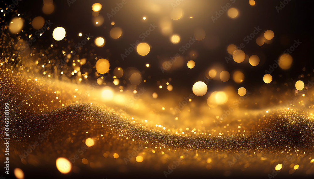 Aufkleber abstract festive textures with golden bokeh particles on a dark background have a beaut_1(132)