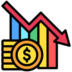 Economic Crisis lineal multi color icon, use for UI, UX, app and web development, digital or print. for industry, education, business, finance, economic development theme.