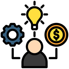 Entrepreneurship lineal multi color icon, use for UI, UX, app and web development, digital or print. for industry, education, business, finance, economic development theme.