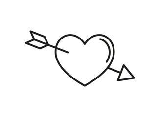 Heart with arrow icon in flat style. Valentines day vector illustration on isolated background. Amour sign business concept.