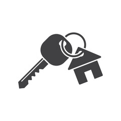 Key icon in flat style. Security vector illustration on isolated background. Door protection sign business concept.