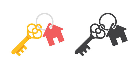 Key icon in flat style. Security vector illustration on isolated background. Door protection sign business concept.