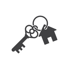Key icon in flat style. Security vector illustration on isolated background. Door protection sign business concept.