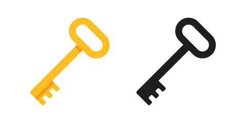 Key icon in flat style. Security vector illustration on isolated background. Door protection sign business concept.