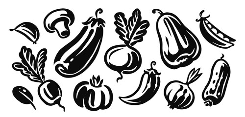 Vegetables set. Organic farm food, healthy eating concept. Hand drawn sketch vector illustration