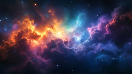 Fototapeta premium Colorful cosmic nebulae in the sky with celestial stars night sky with mystery space wallpaper