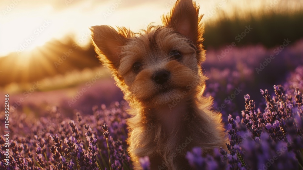 Canvas Prints Puppy in Lavender Field.