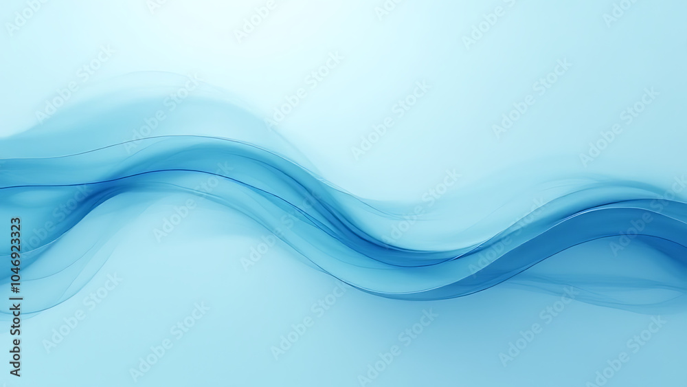 Poster a serene abstract design features soothing shades of blue on a uniform background.