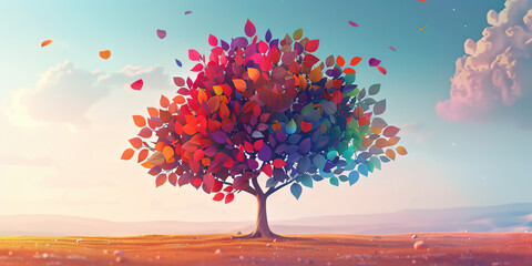 A family tree adorned with leaves of various hues, reflecting the genetic diversity within the family.