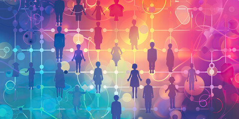 Vibrant colors illustrate the interconnectedness of family members on a modern genealogy chart.