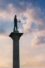 Fototapeta premium The statue of Olav Tryggvason, the King who founded the city of Trondheim. The statue dates back to 1930
