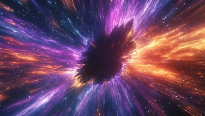 Fototapeta premium A colorful background of light speed and space with a black hole in the center