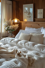 Modern and stylish bedroom with beautiful view generated.AI