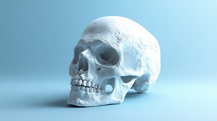 Obraz premium A white skull is shown on a blue background
