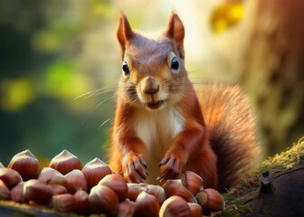 Obraz premium squirrel with nuts