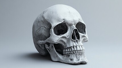 A white skull is shown in a close up