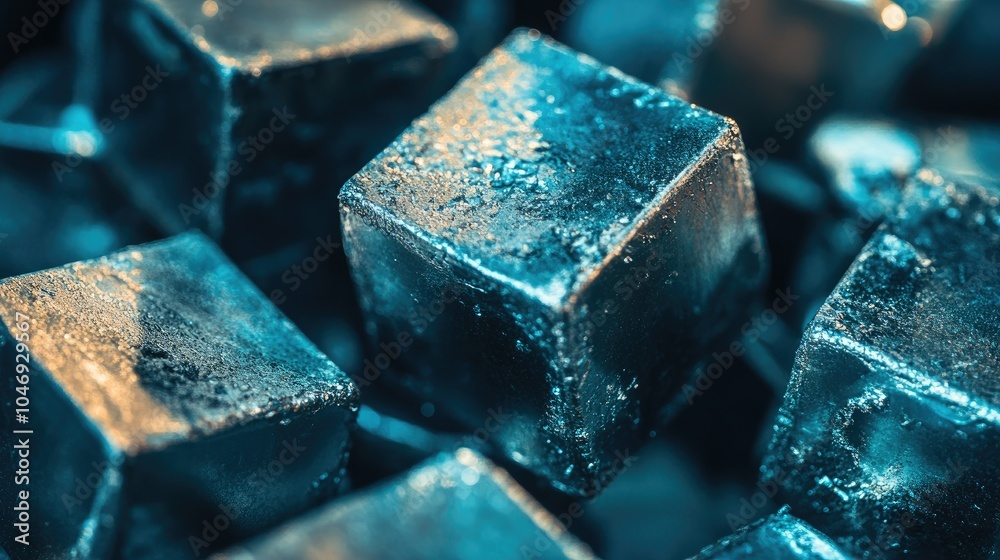 Poster a close-up view of lithium blocks, highlighting their raw, metallic texture and importance in energy