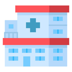 Obraz premium Hospital Icon Flat,Places icon pack,minimalist vector illustration ,simple transparent graphic element .Isolated on white background