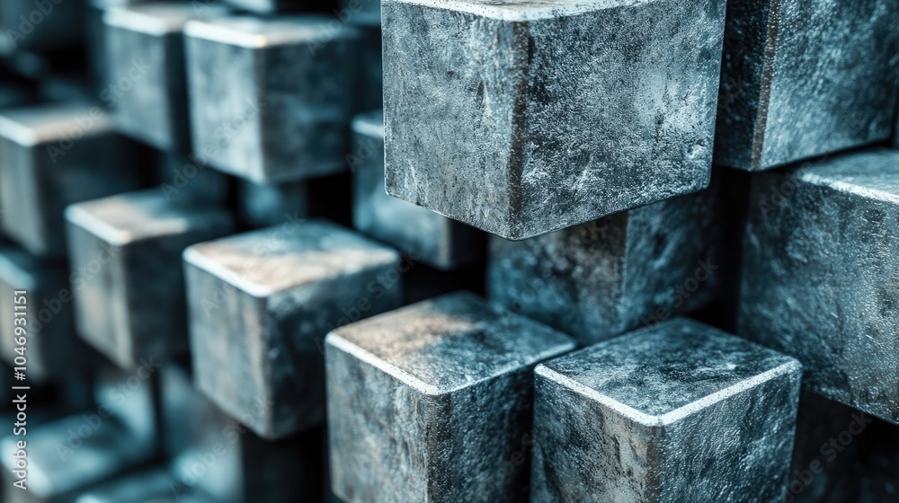 Poster a stack of metallic lithium blocks, showcasing their significance in the renewable energy and tech i