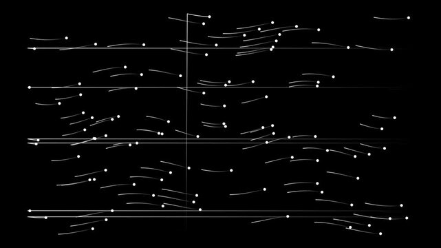 Simulation of wind flow isolated in black background.