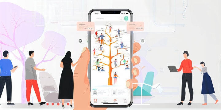 A family tree app on a smartphone, making it easy to access and update information about one's lineage.