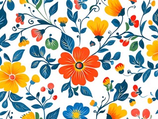 Flower Shari carpet design Watercolor Illustrations: Elegant Botanical Art on White Background