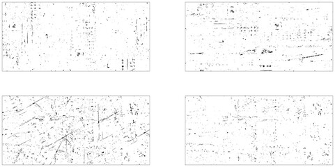 Collection of four grunge texture. Distress overlay texture. 