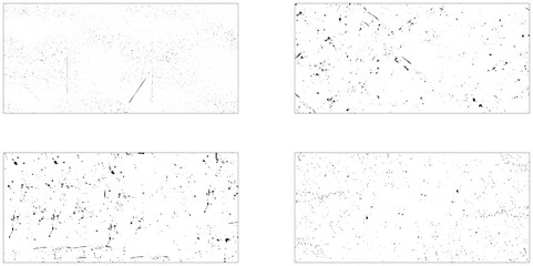 Collection of four grunge texture. Set of Black and white grunge. Distress overlay texture. Surface dust and rough dirty wall background concept. 
