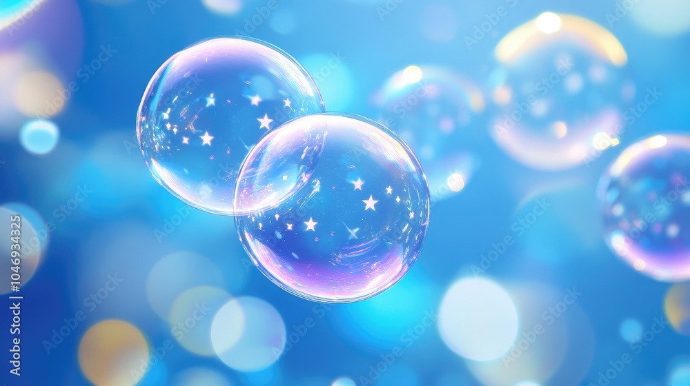 Poster soft glowing bubbles with five-star ratings hover over a calming blue background, showcasing elite c