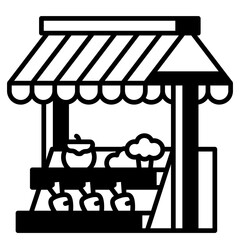 Market Icon Black Fill,Places icon pack,minimalist vector illustration ,simple transparent graphic element .Isolated on white background