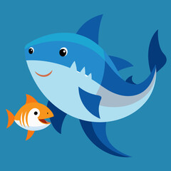 Obraz premium shark with a fish