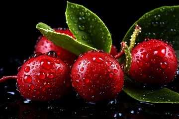 Bearberry covered with water drops