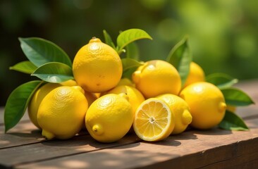 lemons on wooden table