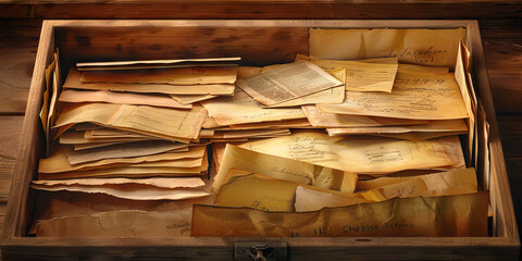 An archival box, filled with yellowed documents and dusty parchment, preserving the precious memories and legacies of a family's past.