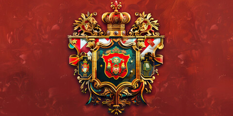 Fototapeta premium An ornate family crest, emblazoned with symbols and colors that tell the tale of a family's proud heritage.
